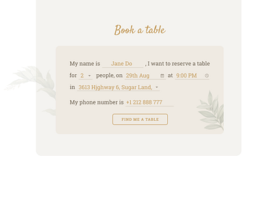 Reservation Form form restaurants uiux webdesign