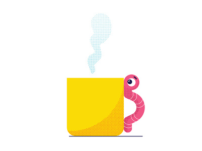 Warm Worm coffee critter drink halftone mug series steam tea vector worm worms