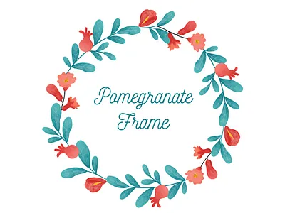 Lovely polegranate floral frame colors floral flower frame graphic illustration pomegranate red template vector wreath