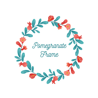 Lovely polegranate floral frame colors floral flower frame graphic illustration pomegranate red template vector wreath