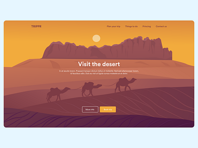 Visit the desert clean desert design illustration sun travel ui uidesign uiux uiuxdesign uxdesign vector webdesign