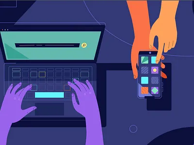 PerfOps 2d 2d animation animation design explainer video illustration internet it laptop mobile motion graphics smartphone technology vector