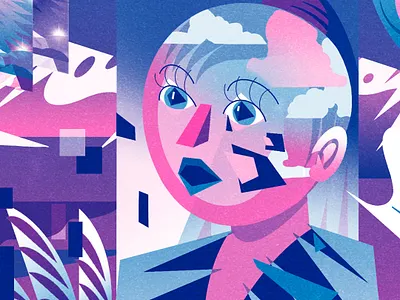 Singularity apocalypse geometric art geometric design geometry illustration jenn liv limited color limited color palette limited palette riso risograph scifi technology toronto