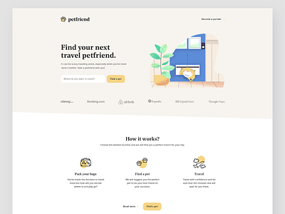 Petfriend - Landing page colors design designs flat interface landing minimal minimalist minimalist logo page pet product startup ui ux web website website concept website design