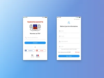 Material design for mobile sign up flow 001 daily daily 100 challenge daily ui dailyui design figma flat french material material design materialdesign mobile mobile ui sign up signup simple travel ui zeroui