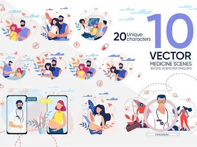 Vector Medicine Scenes adult baby beautiful beauty cute expecting figure healthy human life lifestyle line parent person pregnancy pregnant sign vector white woman