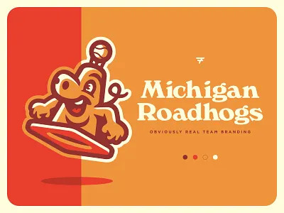 Michigan Roadhogs Team Branding baseball brand branding cone design illustration logo mascot milb orange pig sport sports typography vector
