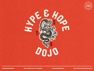 HYPE & HOPE DOJO badge design dragon handlettering identity illustration lettering logo typography vector