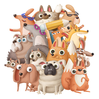 My little friends animals art cartoon character design dog dogs doodle drawing illustration typography