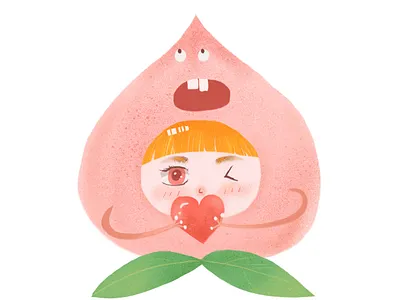 插画练习 amazing design drawing girl peach photoshop pink