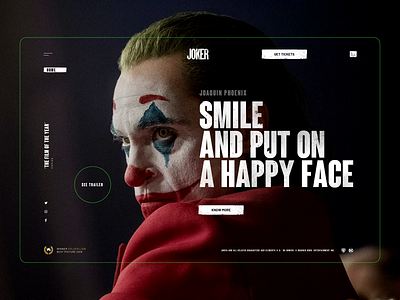 Joker Movie Website animation big type dark design grundge interface joaquin phoenix joker minimalistic movie transition ui ux web webdesign