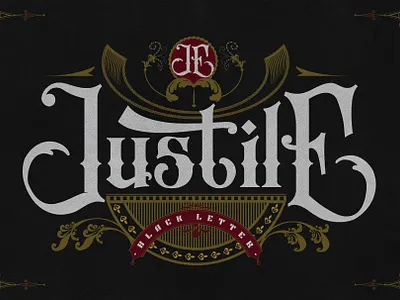 Justile Black Letter Font blackletter display font extra logo font justile logo ornament tattoo template vintage font vintage logo