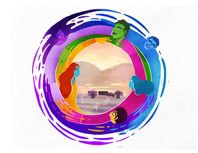 COMMUNITIES animation border character design design graphicdesign illustration immigrant immigrants ink mexico posters usa vector