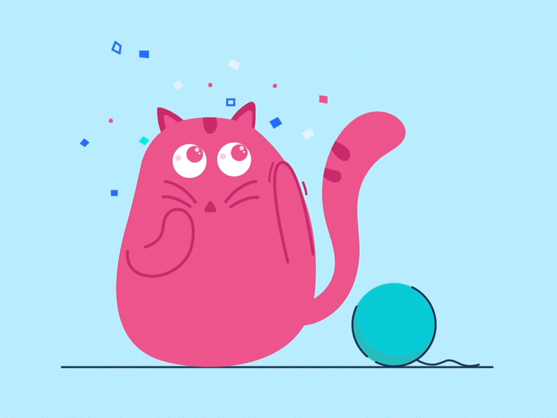 Hello !! animal art animation artwork cat colours confetti creative design emails flat fresh gif hello illustration new onboarding stylized vector art video