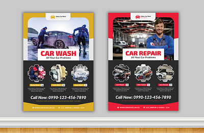 Car Wash Auro Repair Flyer advertisement auto detailing auto repair automobile automotive branding car detailing car flyer car sales car spray car wash change oil clean cleaning engine exhaust fix garage inspection mechanic