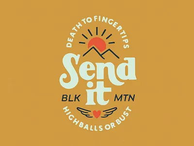 Send It 70s adventure badge climbing custom type lettering mountains procreate rock climbing serif type lockup vintage