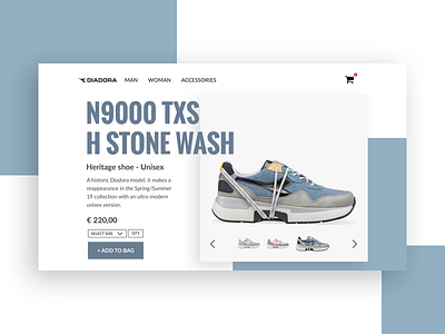 Diadora N9000_UI Layout exploration app design concept design landingpage layout layout exploration ui ux webdesign