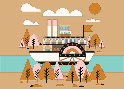 River Boat boat colors design dibbble illustration river vector