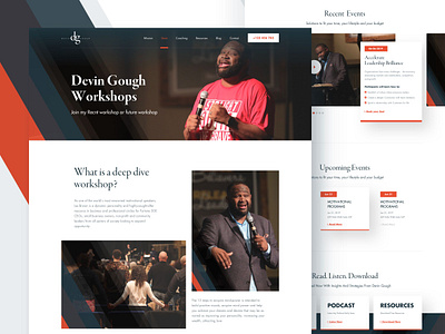 Devin Gough - Workshops and Booking booking design interface landing page minimal personal website profile trendy ui workshop