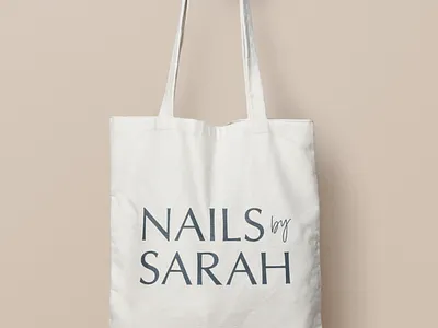 Nails By Sarah Logo Tote brand identity logo design logo design branding logo designer nail salon logo nails by sarah logo tote bag tote bag concept