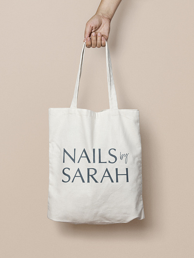 Nails By Sarah Logo Tote brand identity logo design logo design branding logo designer nail salon logo nails by sarah logo tote bag tote bag concept