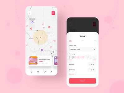 Apartment finder app colorful app filter finder map maps minimal modern app design navigation product designs trend 2019 trending design typography uidesign user experience userinterface uxdesign