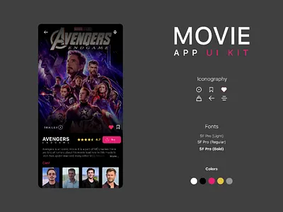 Movie app UI kit app movie avenger ui ux