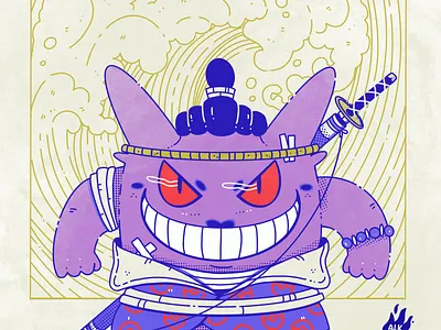 Gengar from Ghost Brigade! artwork character design comission digital illustration drawing fanart illustration pokemon procreate samurai