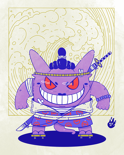 Gengar from Ghost Brigade! artwork character design comission digital illustration drawing fanart illustration pokemon procreate samurai