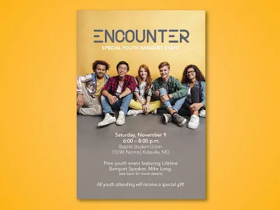 Encounter Invitation design layout youth