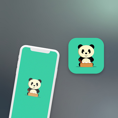 Panda food icon app asia bear cartoon chinese flat food happy icon iphone japanese order panda screen simple ui ux vector