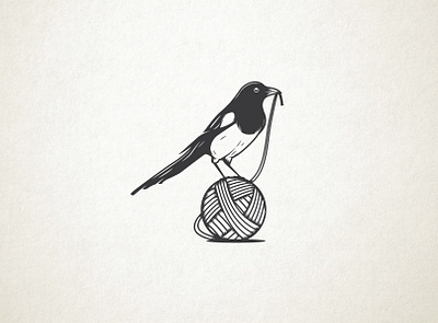 magpie adobe illustrator animals bird black white digital illustration hand drawn illustration magpie wacom intuos