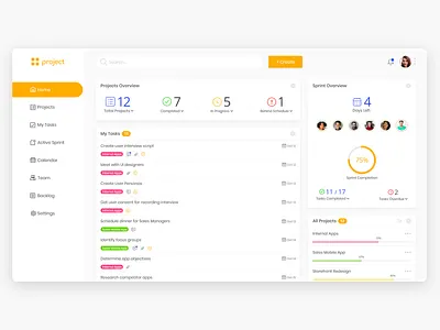Project Management Tool agile dashboad dashboard ui design project management projects sprint task management tasks ui ux web web application web design