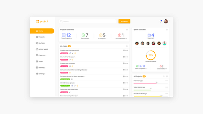 Project Management Tool agile dashboad dashboard ui design project management projects sprint task management tasks ui ux web web application web design