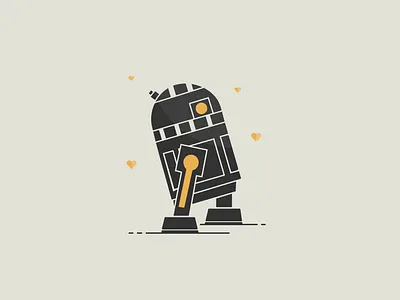 R2 <3 droid fanart hearts illustration r2d2 starwars yellow