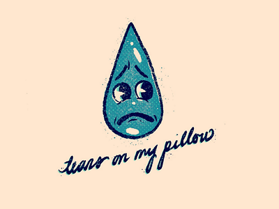 Tears on my Pillow cartoon cute design halftone handlettering illustration procreate sad