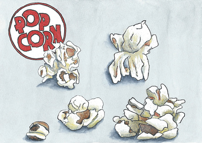 Popcorn branding drawing hand painted handmade illustration painting watercolor