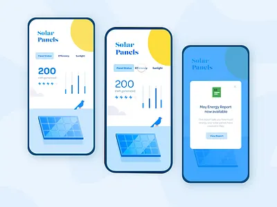 Solar Energy App adobe adobe xd app bird card challenge design energy freelance icons illustration livestream mobile prototype saint louis solar solar panel sun ui ux