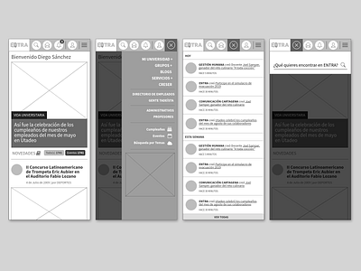 Intranet Utadeo | Mobile Wireframe design homepage interface intranet layout minimal mobile mobile ui proposal ui design ux ux design web website wireframe