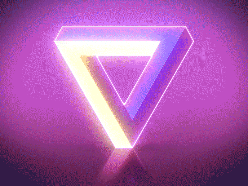 Penrose Triangle 3d isometric neon optical illusion penrose triangle triangle