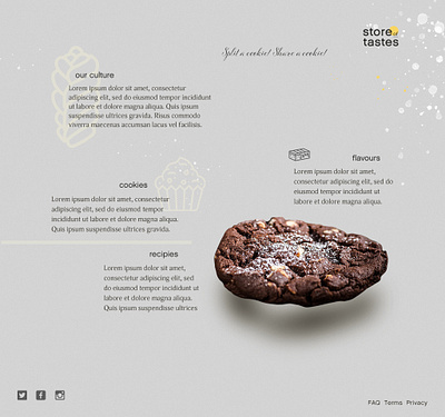 Share a cookie! branding cookie flexible layouts graphic design icons landing page screen design startups sweets