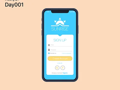 Daily UI | 001 | Sign Up 001 app dailyui dailyuichallenge sign up ui ux visual design