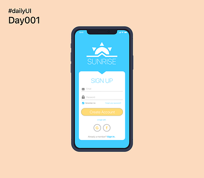 Daily UI | 001 | Sign Up 001 app dailyui dailyuichallenge sign up ui ux visual design