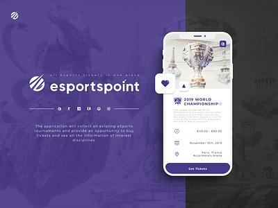 EsportsPoint - Ticket app promo page app application championship csgo design dota2 esports esports tournament game games league of legends leagueoflegends mobile mobile app overwatch ticket app tournament ui uiux ux