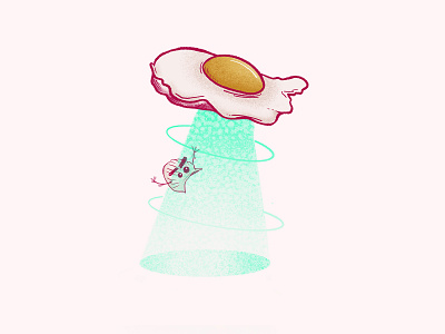Egg UFO abduction alien breakfast dinner doodle draw dumpling egg food fried egg illustration lunch ufo vector