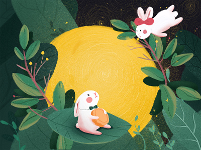 Mid-Autumn Festival on the moon hand painted ps 手绘 设计