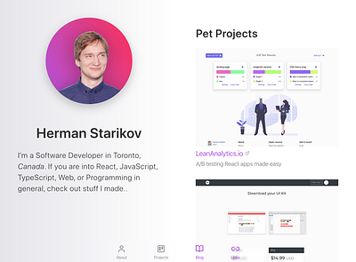 Tablet version of my personal website bio ipad personal website pet projects