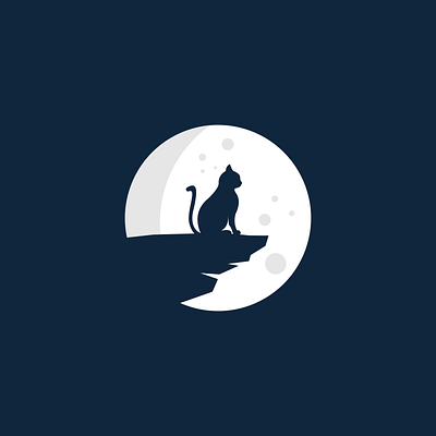 cat animal brand cat logo moon