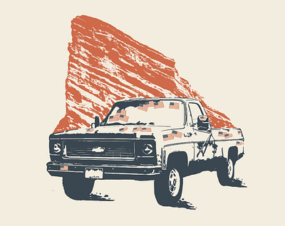 John Prine @ Red Rocks american flag austin texas chevy colorado country music denver flag illustration illustration art john prine music art nashville red rocks truck western