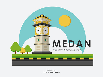 Tugu SIB Medan building icon illustration indonesia medan vector